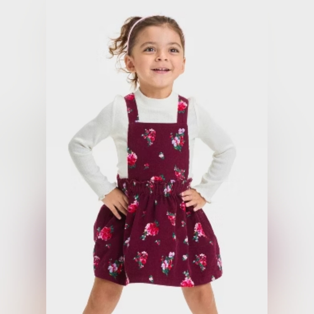 NWT Cat & Jack Floral Jumper Dress (Size: 3T)